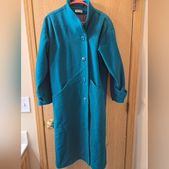 Braefair Jackets & Blazers - Vintage Braefair Union Made Teal 100% Wool Trench Coat 1960s